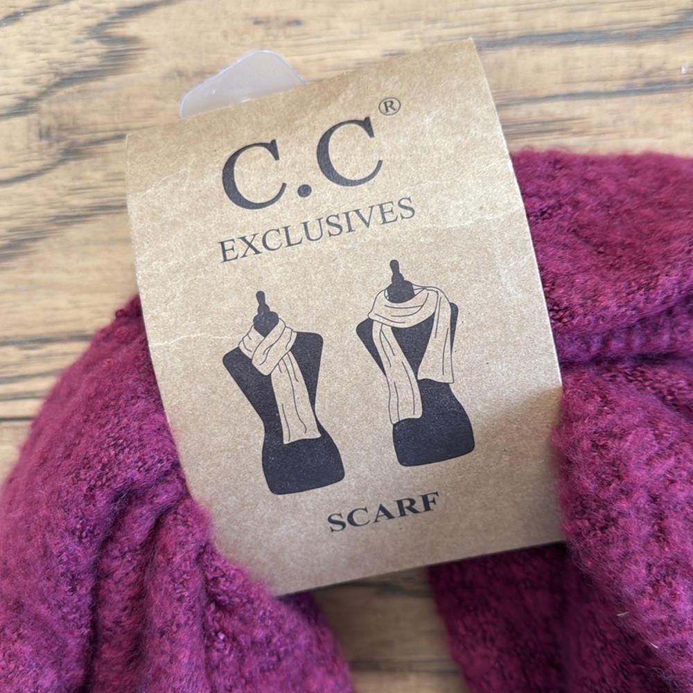 C.C Knit Whip-stitched Edged Long Scarf Wrap - Picture 4 of 4